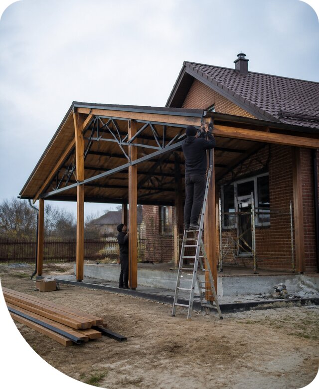 Пристройка навеса к дому и участку в Долгопрудном под ключ